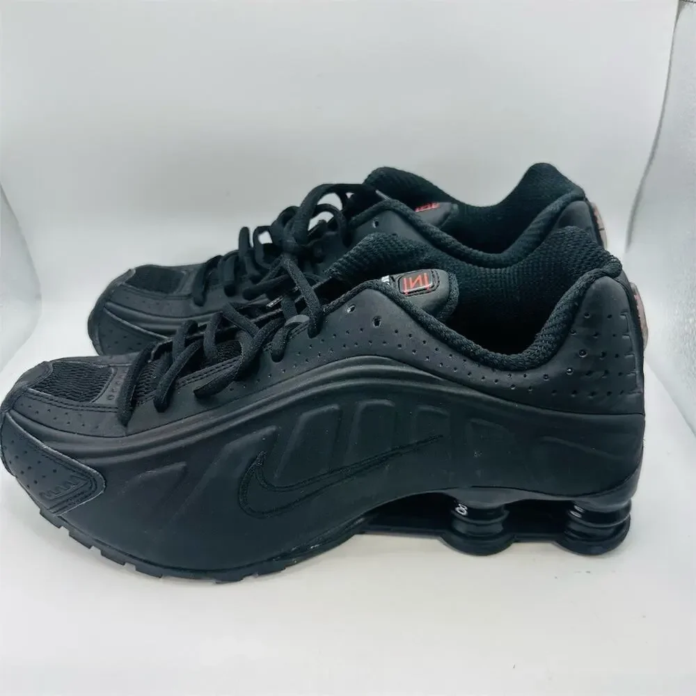 Nike Shox R4 Sneakers Triple Black Red Accents Athletic | Women's Size 10.5 US